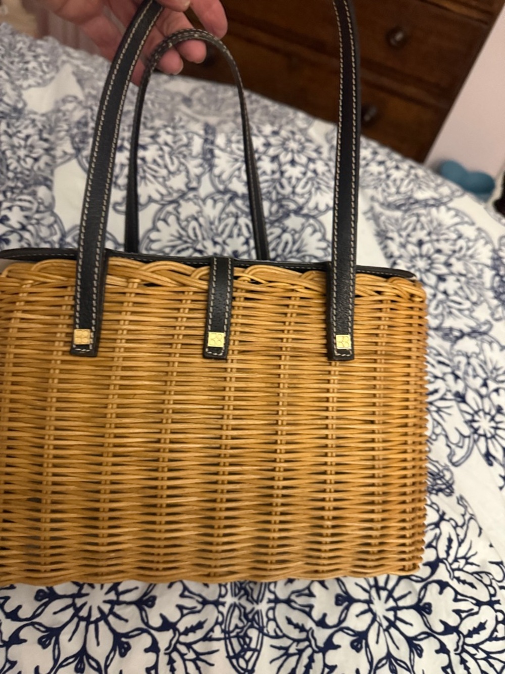 kate spade Black & Tan Purse Tote with Gold Turn-Lock - Picture 6 of 7